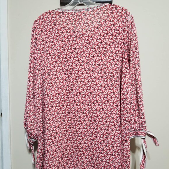 Max Studio Tunic Top Plus 1XL Red Floral Feminine Casual Business Light - Picture 4 of 7